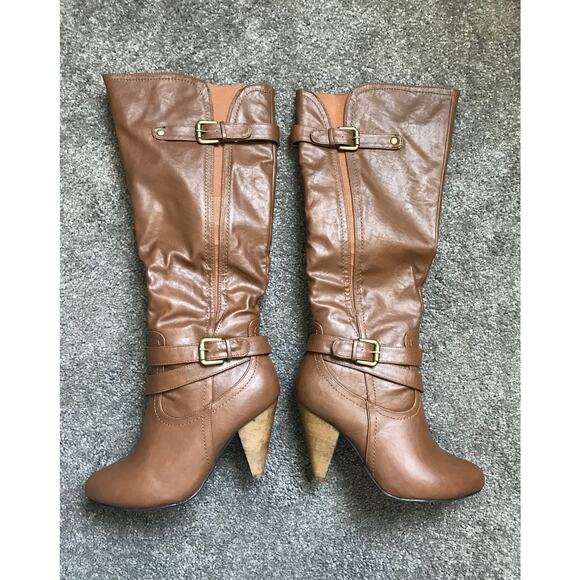 Wild Diva Women’s Cognac (brown) 3.5" Heeled Boots- Size 8 - Picture 1 of 5